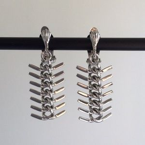 Vintage Whimsical Fishbone Clip-On Earrings